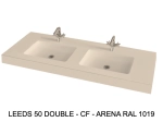 Plan vasque lavabo sur mesure : L 120 à 201 x P 40 à 51 cm, finition lisse mate, 10 couleurs au choix, Anti bactérien, résine Akrytan® teinté dans la masse, Livraison Offerte.